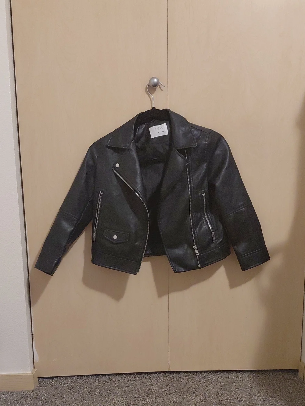 Zara Black Faux Leather Moto Jacket for Kids
